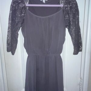 Speechless Charcoal Lace Sleeve Mini Dress